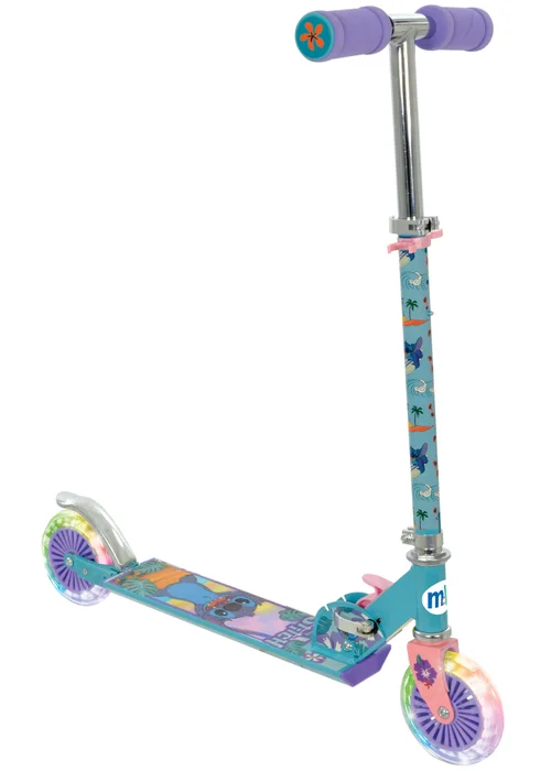 Disney Stitch Folding Inline Scooter with Light Up Wheels - One Size Image 1