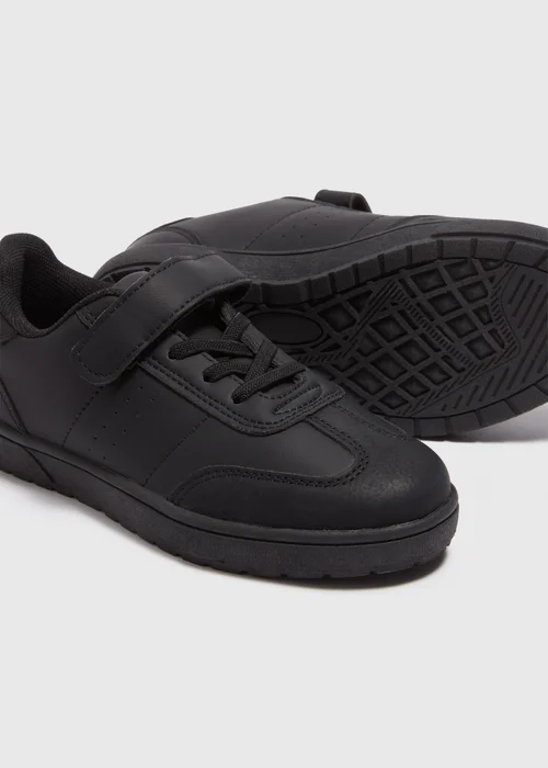 Boys Black Panel School Trainers (Younger 10-Older 6) - Size 1 Image 2