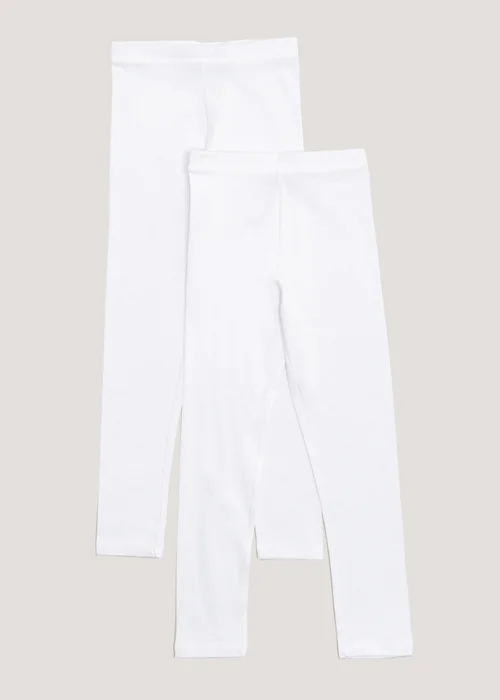 2 Pack Girls White Leggings (7-15yrs) - 8 Yrs Image 1