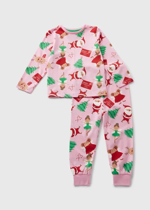 Girls Pink Christmas Pyjama Set (1-7yrs) - 1 half year to 2 Image 1