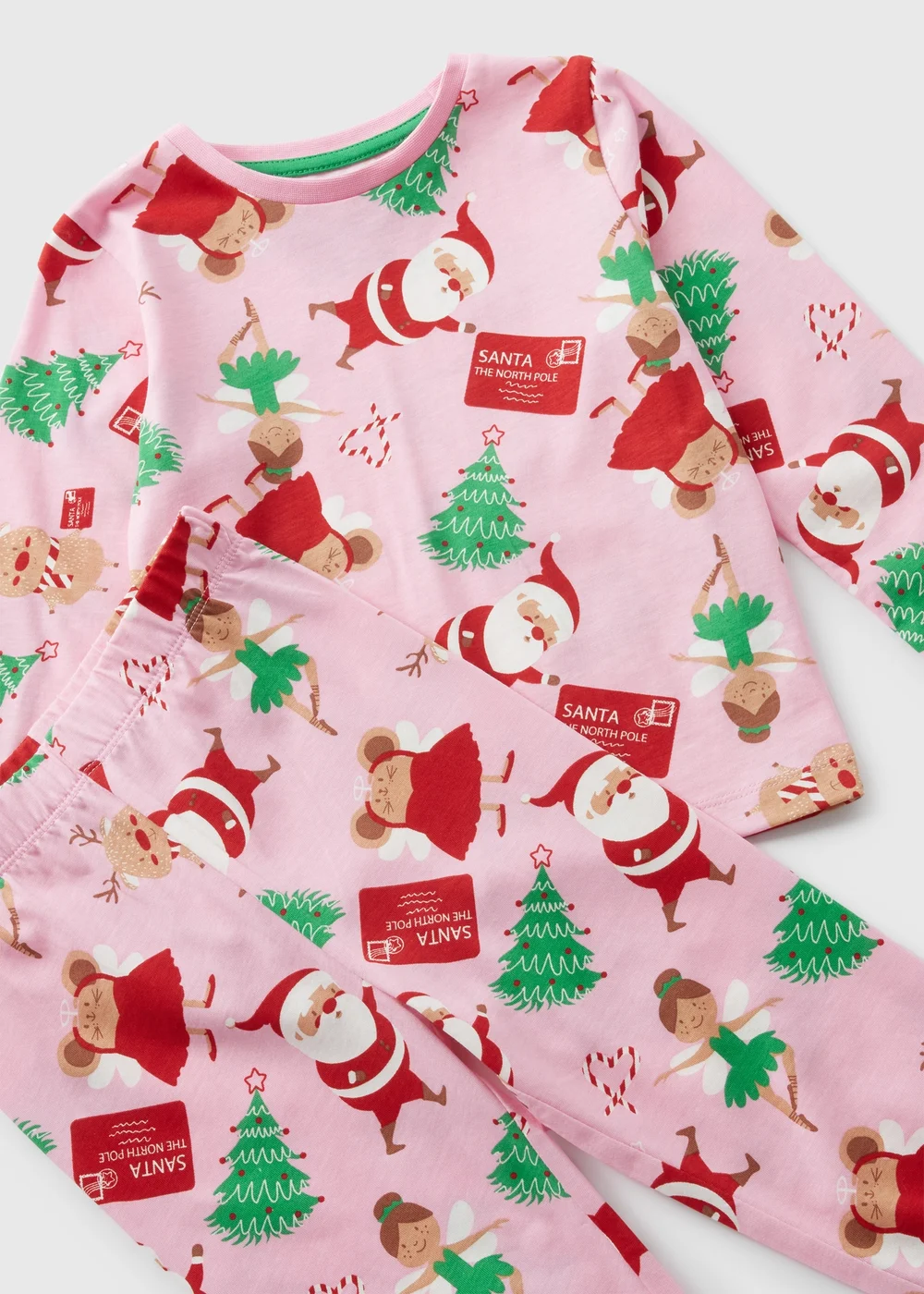 Girls Pink Christmas Pyjama Set (1-7yrs) - 1 half year to 2 Image 2