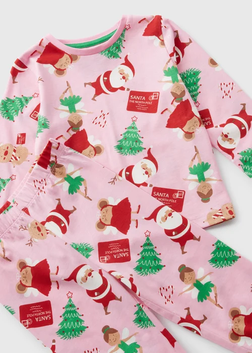 Girls Pink Christmas Pyjama Set (1-7yrs) - 1 half year to 2 Image 2