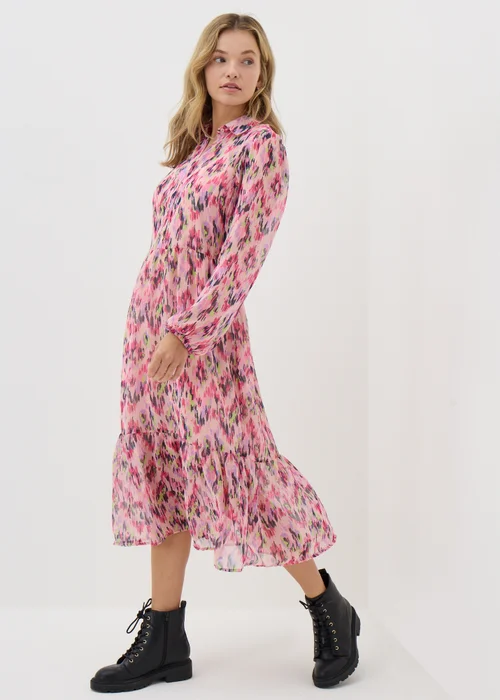 Black Patterned Chiffon Midi Dress - 8 Image 1