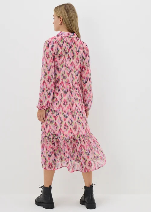 Black Patterned Chiffon Midi Dress - 8 Image 2