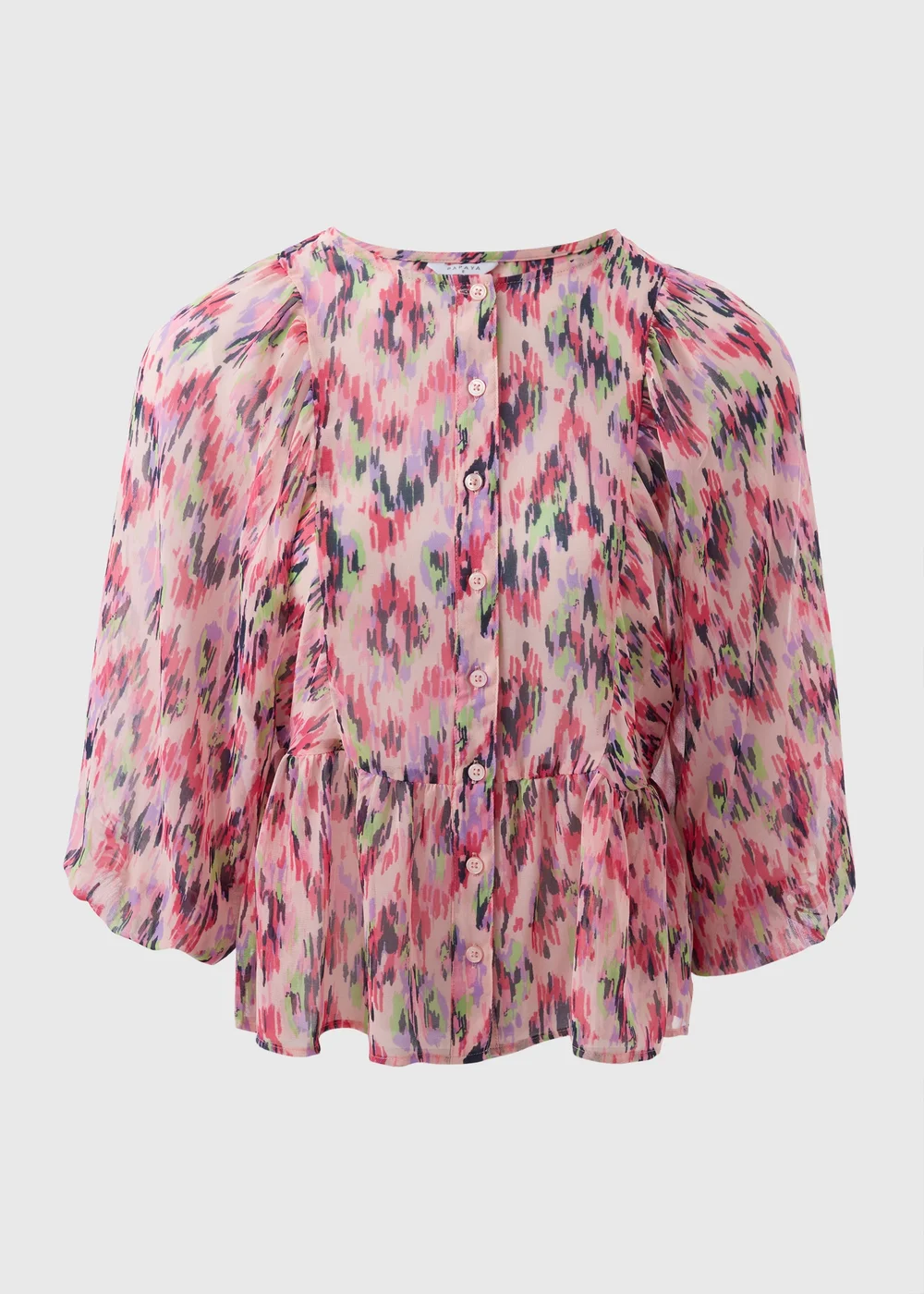 Pink Gathered Volume Sleeve Blouse - 8 Image 4
