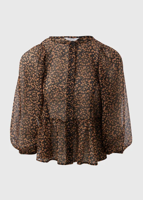 Brown Gathered Volume Sleeve Blouse - 8 Image 4