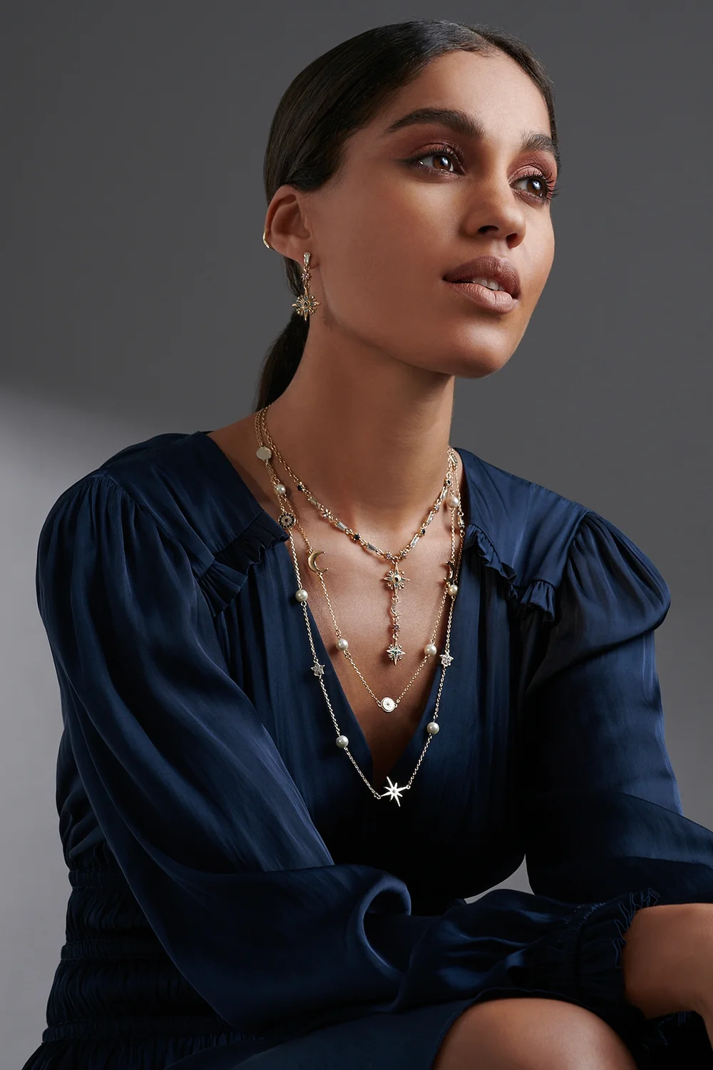 Mood Gold Plated Multi Coloured Fine Celestial Y Necklace - One Size Image 2