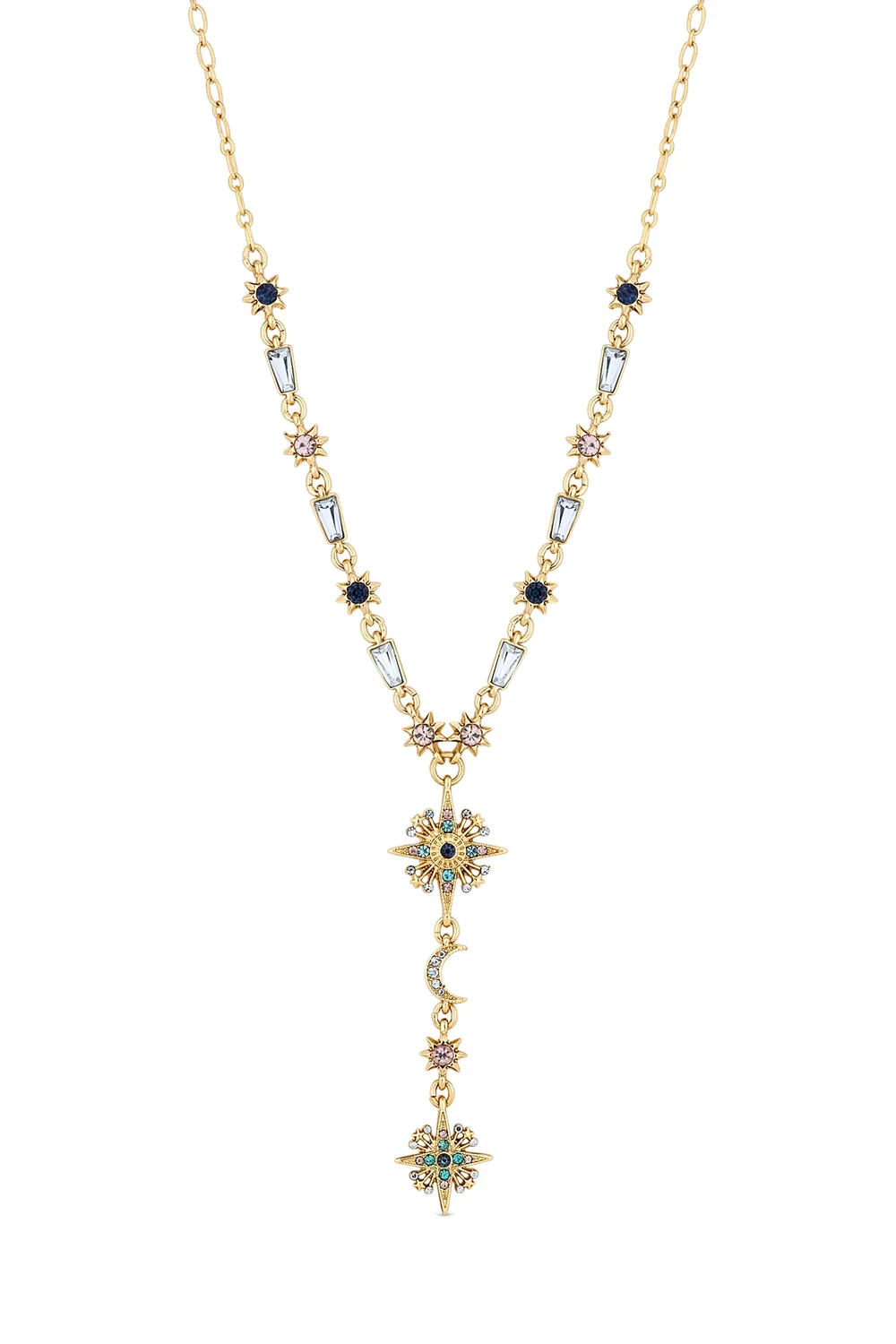 Mood Gold Plated Multi Coloured Fine Celestial Y Necklace - One Size Image 1