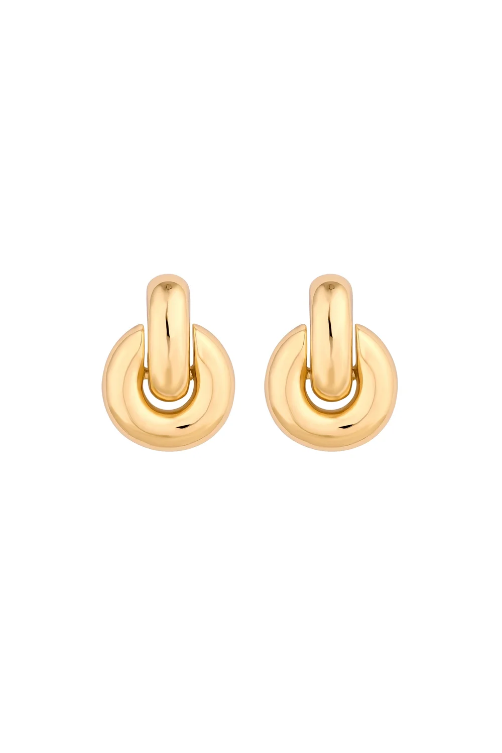 Mood Recycled Gold Round Doorknocker Drop Earrings - One Size Image 1