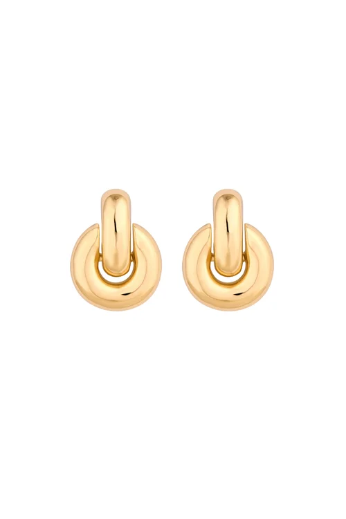 Mood Recycled Gold Round Doorknocker Drop Earrings - One Size Image 1