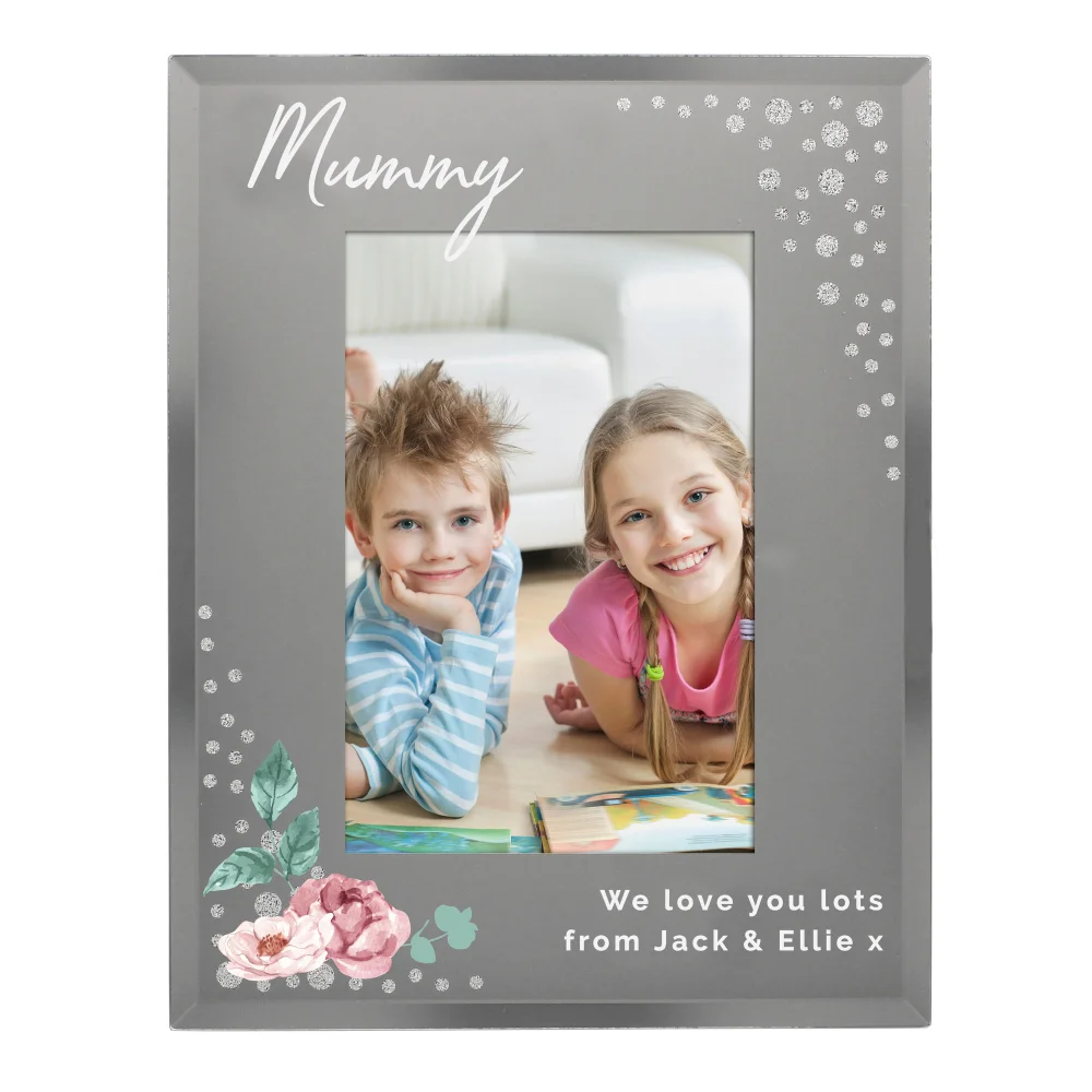 Personalised Memento Company Silver Floral 6x4 Diamante Glass Photo Frame - One Size Image 5