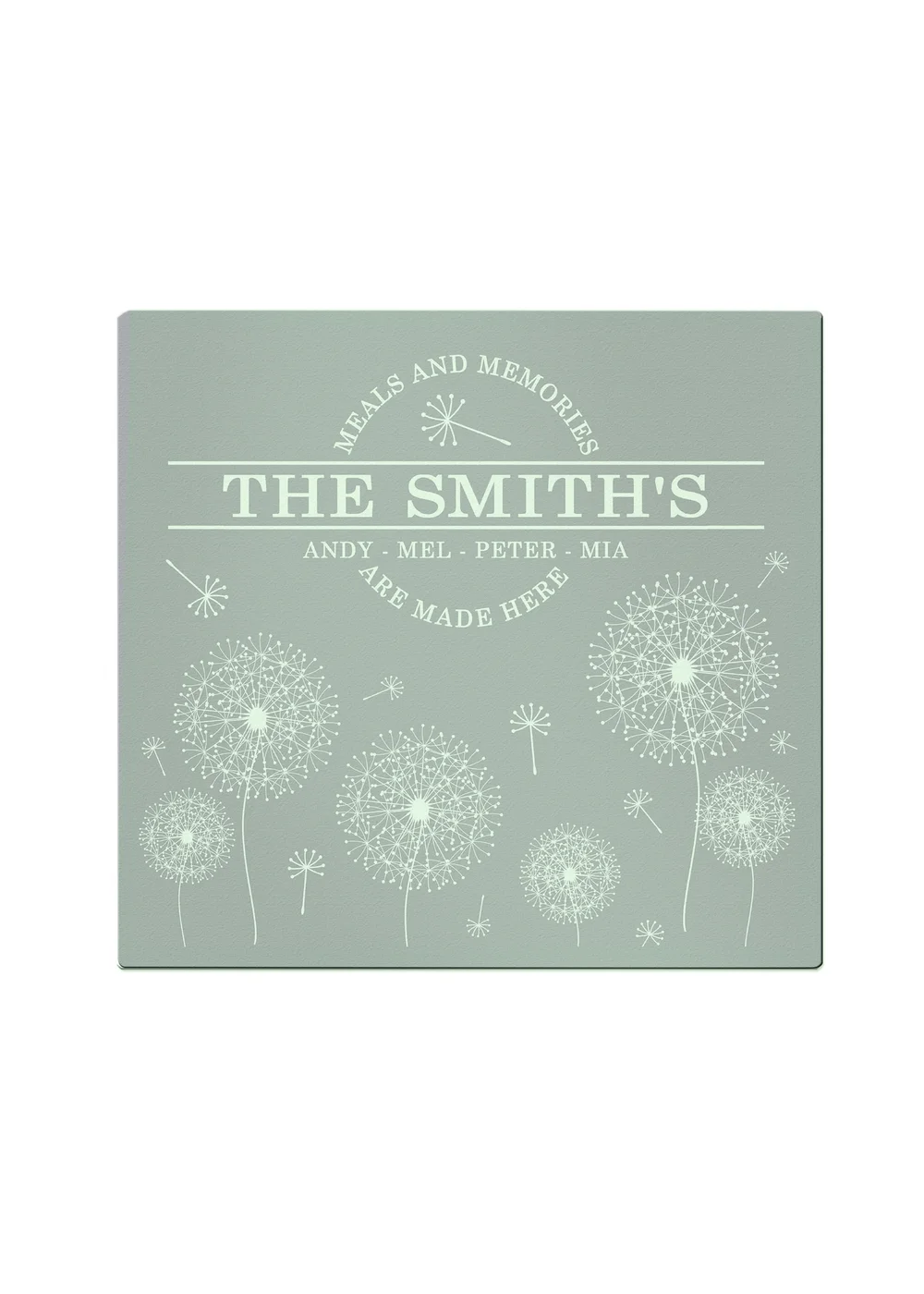 Personalised Memento Company Clear Dandelion Glass Chopping Board/Worktop Saver - One Size Image 1
