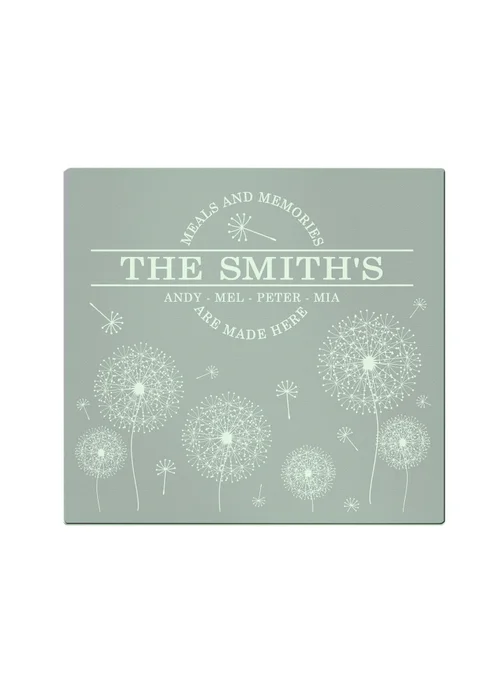 Personalised Memento Company Clear Dandelion Glass Chopping Board/Worktop Saver - One Size Image 1