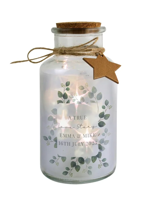 Personalised Memento Company Clear Botanical LED Glass Jar - One Size Image 3