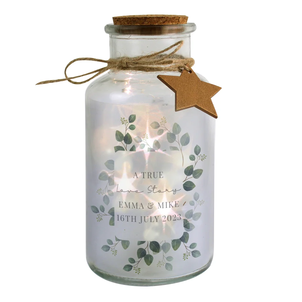 Personalised Memento Company Clear Botanical LED Glass Jar - One Size Image 5