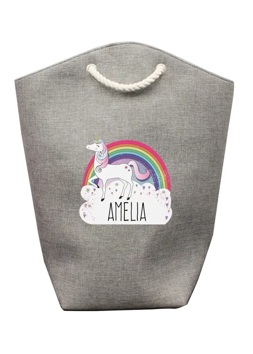 Personalised Memento Company Grey Unicorn Storage Bag - One Size Image 1