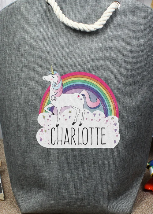 Personalised Memento Company Grey Unicorn Storage Bag - One Size Image 2