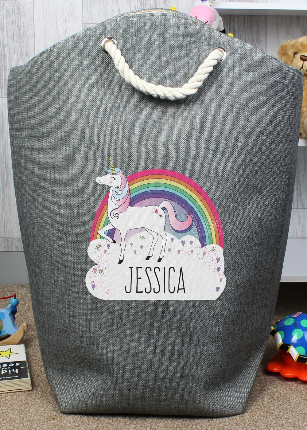 Personalised Memento Company Grey Unicorn Storage Bag - One Size Image 3