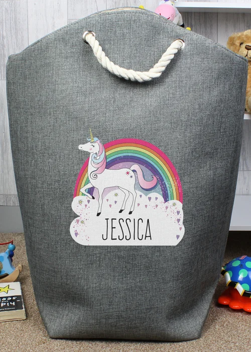 Personalised Memento Company Grey Unicorn Storage Bag - One Size Image 3