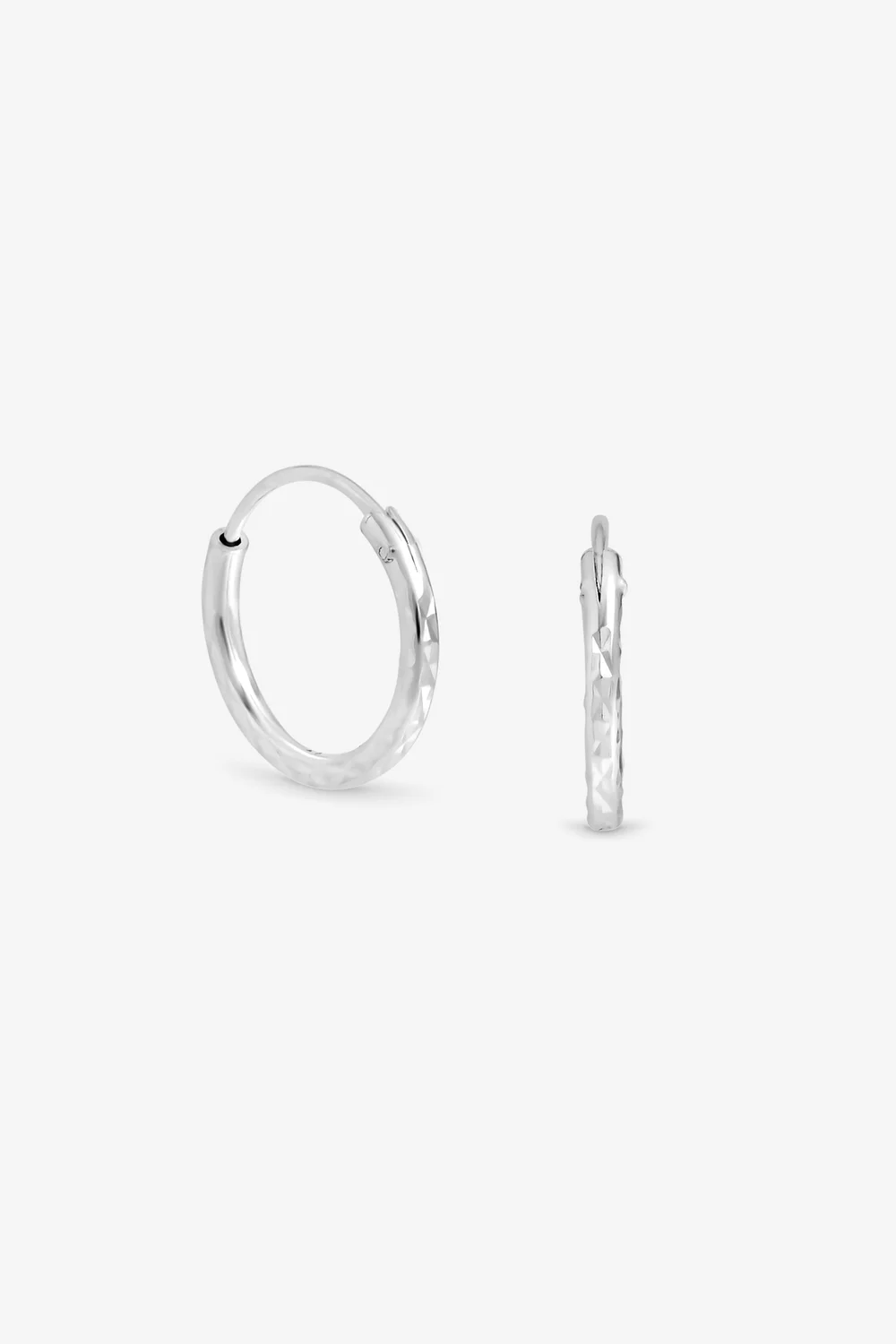 Simply Silver Sterling Silver 925 Mini Diamond Cut Hoop Earrings - One Size Image 1