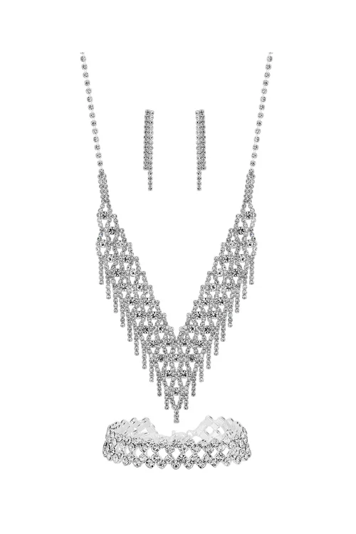 Mood Silver Plated Crystal 3 Piece Shower Matching Jewellery Set - One Size Image 1