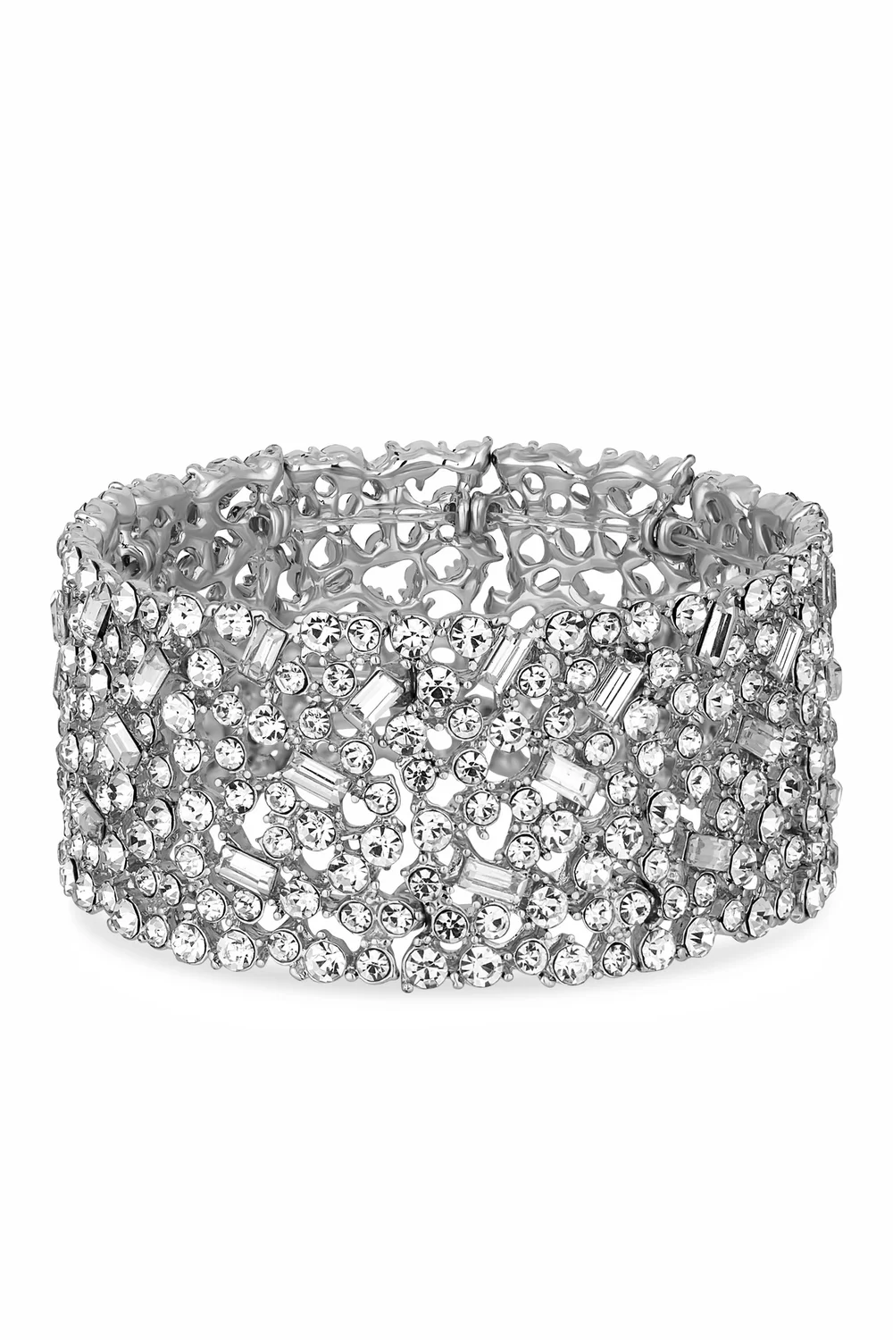 Mood Silver Crystal Multi Stone Stretch Bracelet - One Size Image 1