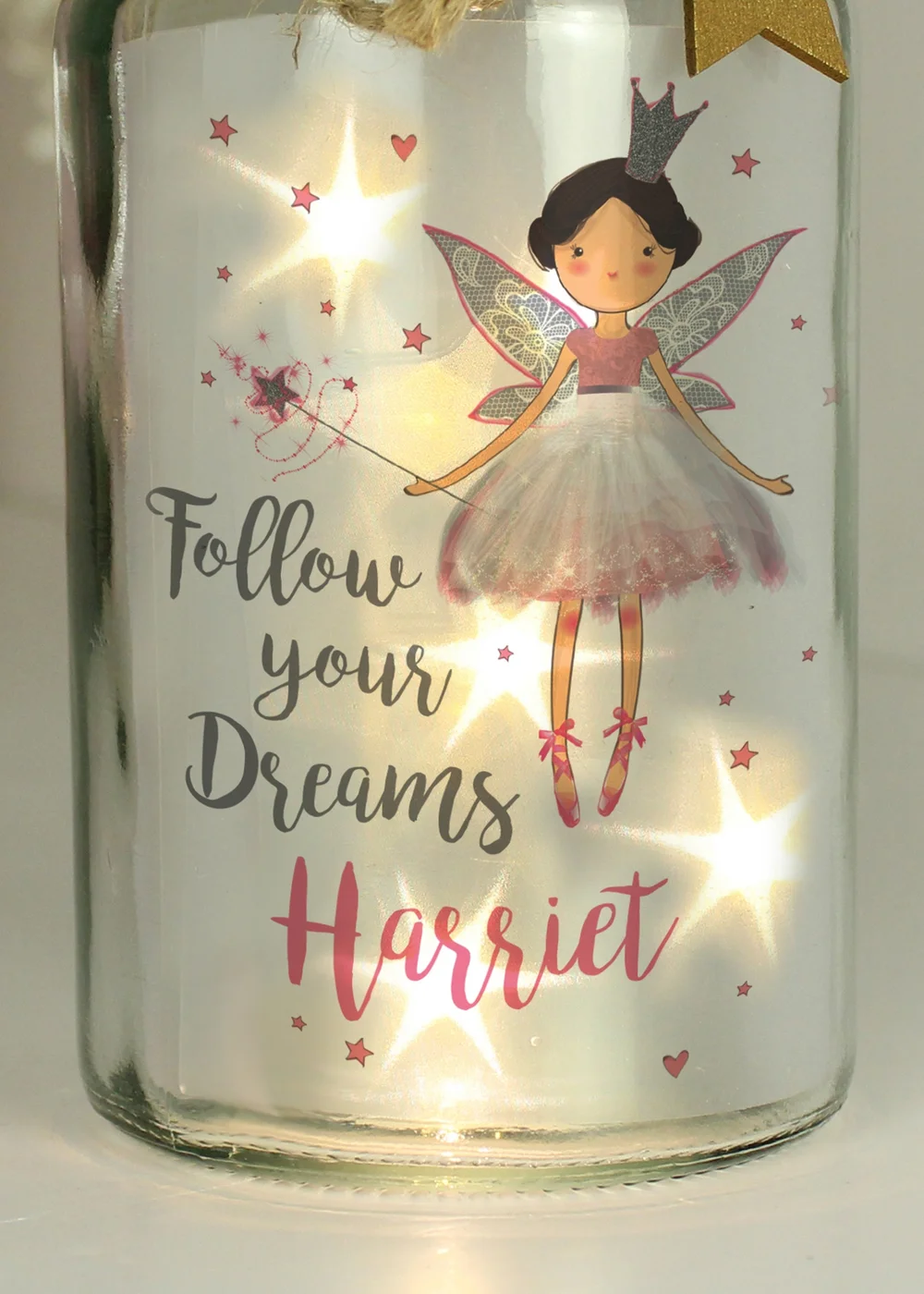 Personalised Memento Company Clear Fairy LED Glass Jar - One Size Image 2