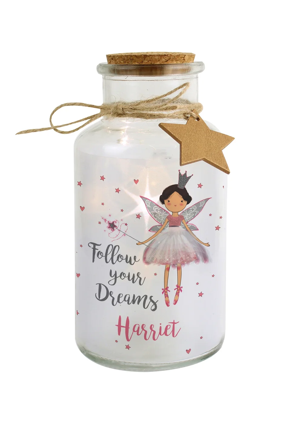 Personalised Memento Company Clear Fairy LED Glass Jar - One Size Image 1