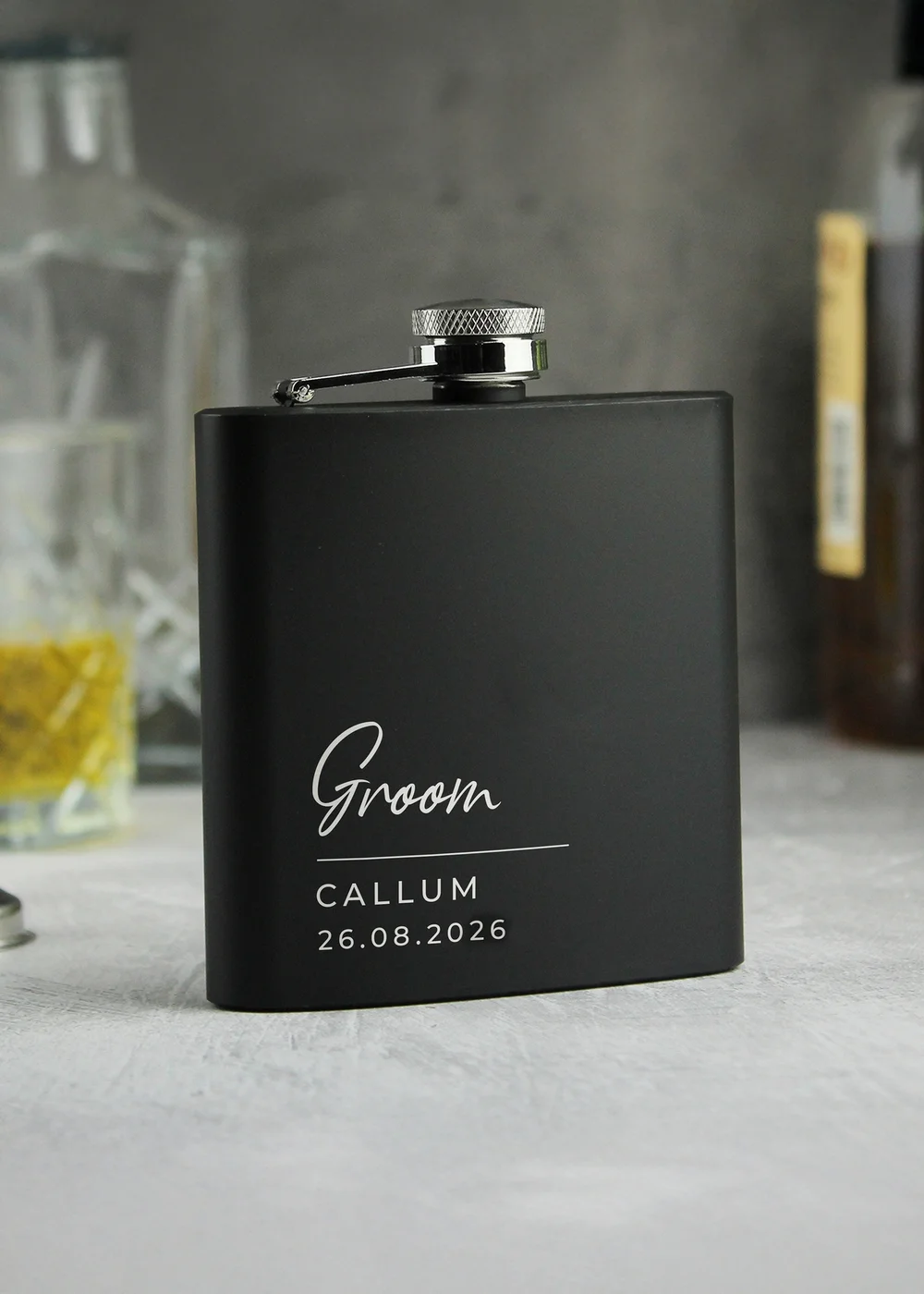 Personalised Memento Company Free Text Script Hip Flask - One Size Image 3