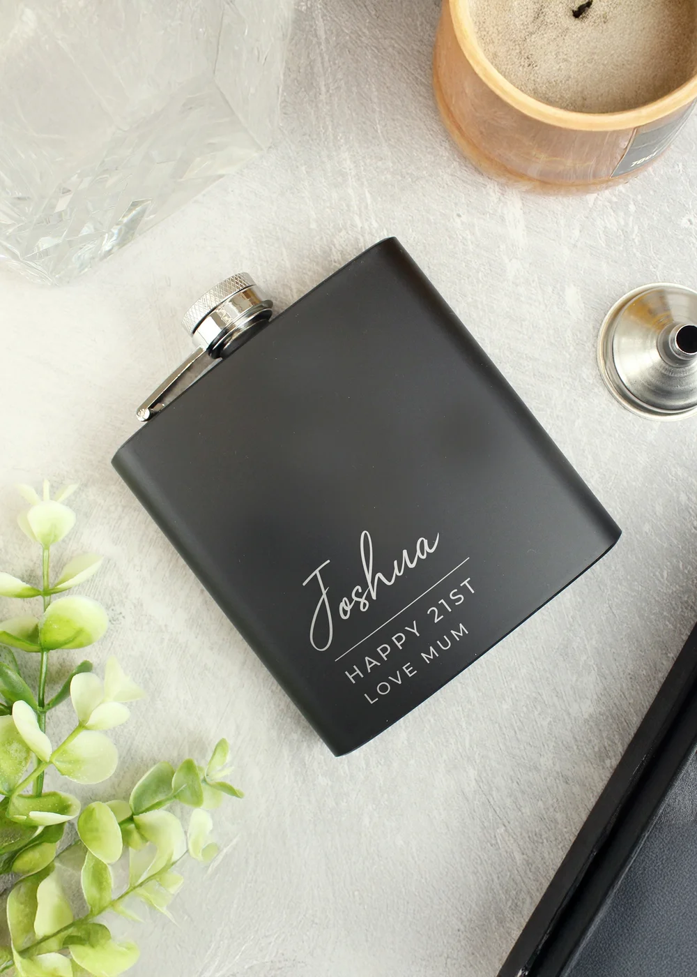 Personalised Memento Company Free Text Script Hip Flask - One Size Image 1