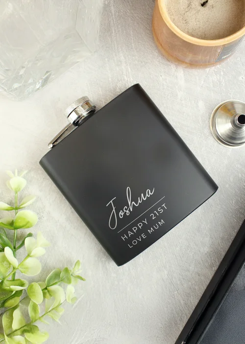 Personalised Memento Company Free Text Script Hip Flask - One Size Image 1