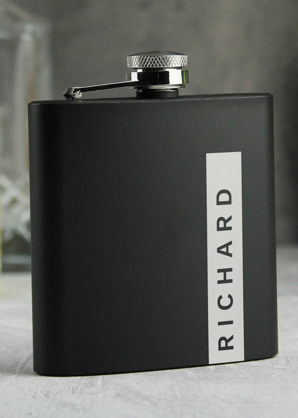 Personalised Memento Company Black Name Only Hip Flask - One Size Image 3
