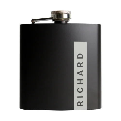 Personalised Memento Company Black Name Only Hip Flask - One Size Image 5