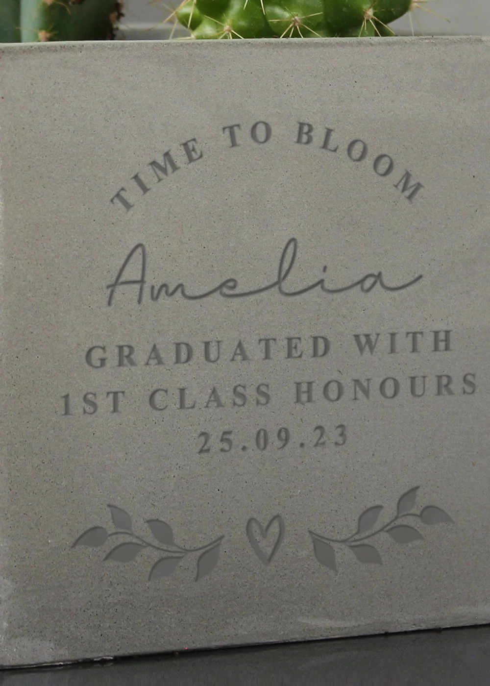 Personalised Memento Company Stone Free Text Concrete Plant Pot - One Size Image 2