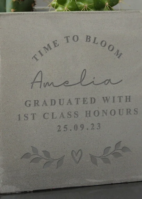 Personalised Memento Company Stone Free Text Concrete Plant Pot - One Size Image 2