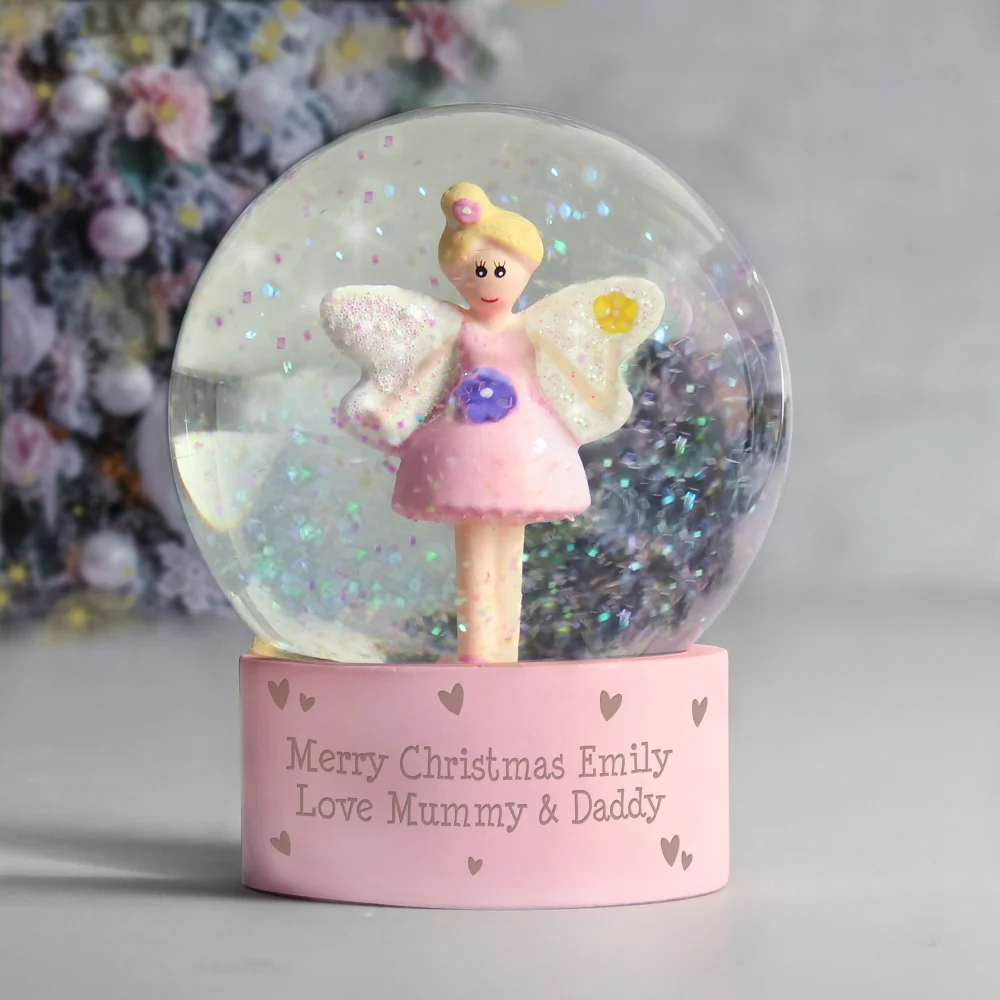 Personalised Memento Company Pink Fairy Glitter Snow Globe - One Size Image 5
