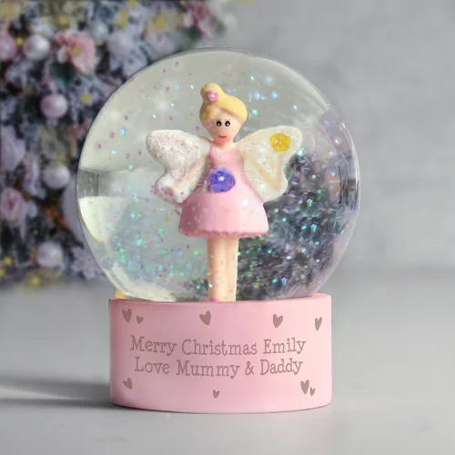 Personalised Memento Company Pink Fairy Glitter Snow Globe - One Size Image 5