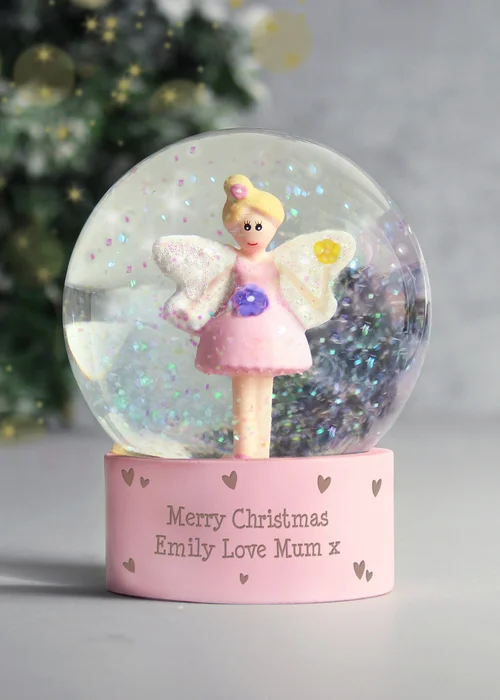 Personalised Memento Company Pink Fairy Glitter Snow Globe - One Size Image 3