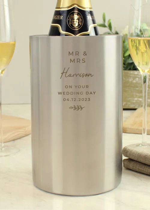 Personalised Memento Company Silver Free Text Wine Cooler - One Size Image 3