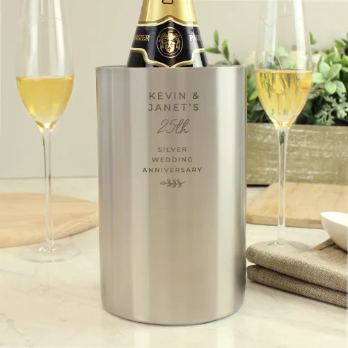 Personalised Memento Company Silver Free Text Wine Cooler - One Size Image 5