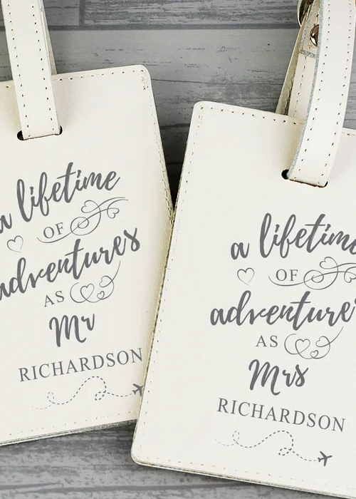 Personalised Memento Company Cream Lifetime of Adventures' Couples Luggage Tags - One Size Image 3