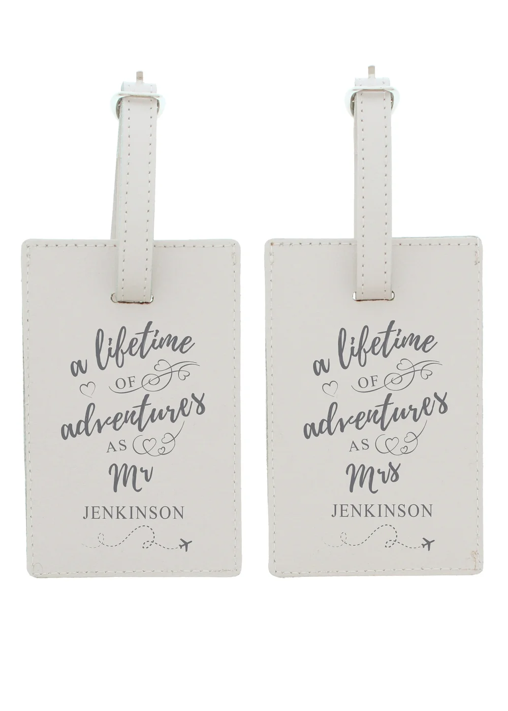 Personalised Memento Company Cream Lifetime of Adventures' Couples Luggage Tags - One Size Image 1