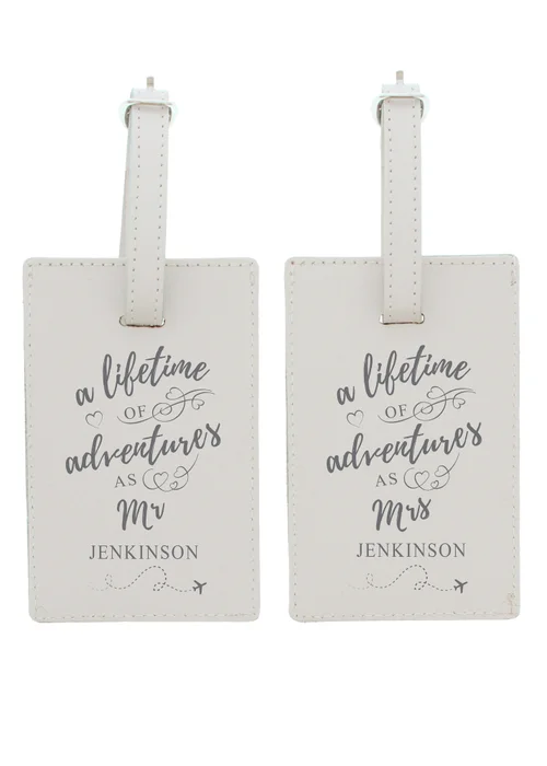 Personalised Memento Company Cream Lifetime of Adventures' Couples Luggage Tags - One Size Image 1