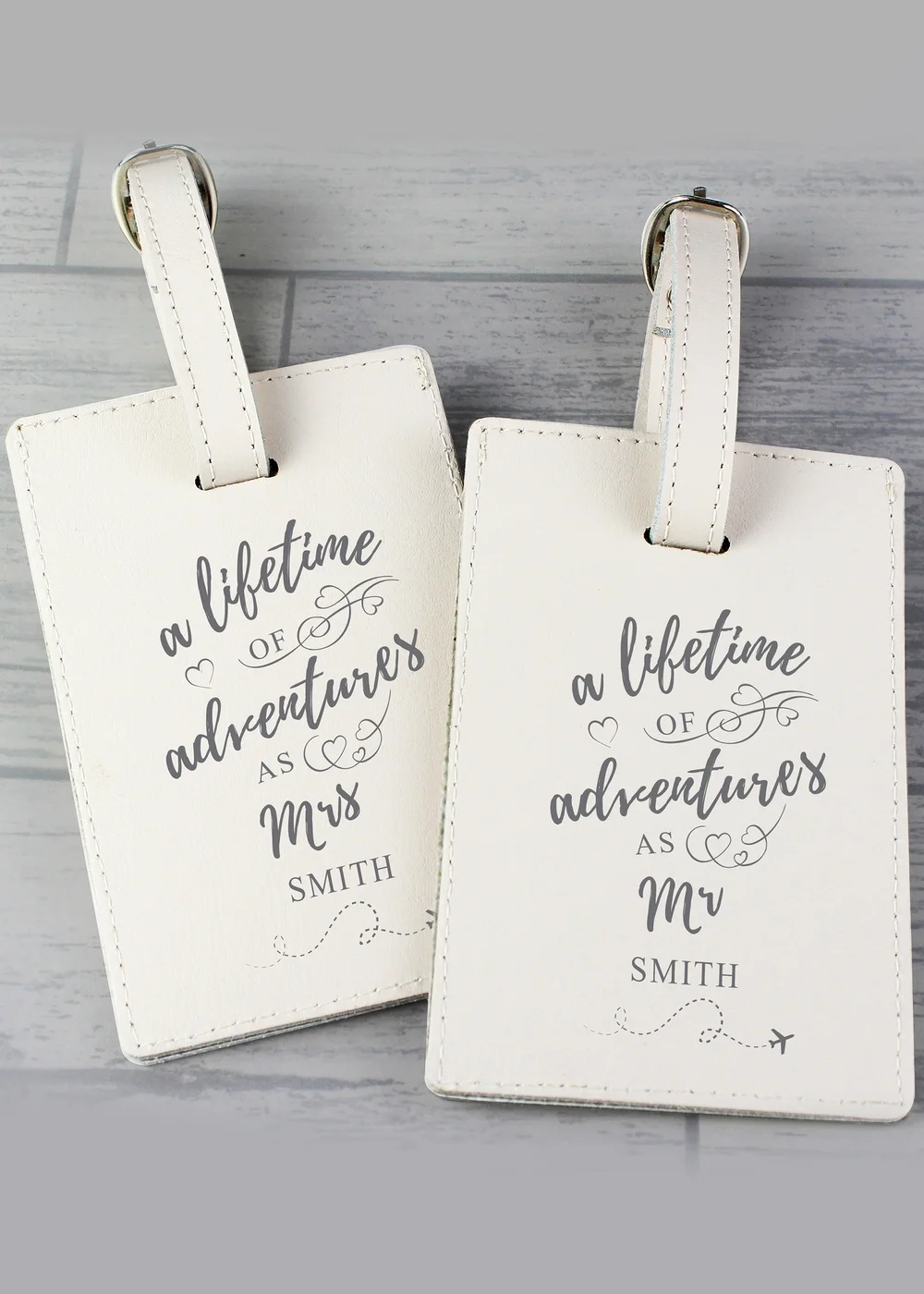 Personalised Memento Company Cream Lifetime of Adventures' Couples Luggage Tags - One Size Image 4