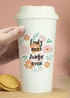 Personalised Memento Company White Floral Travel Mug - One Size Image 3