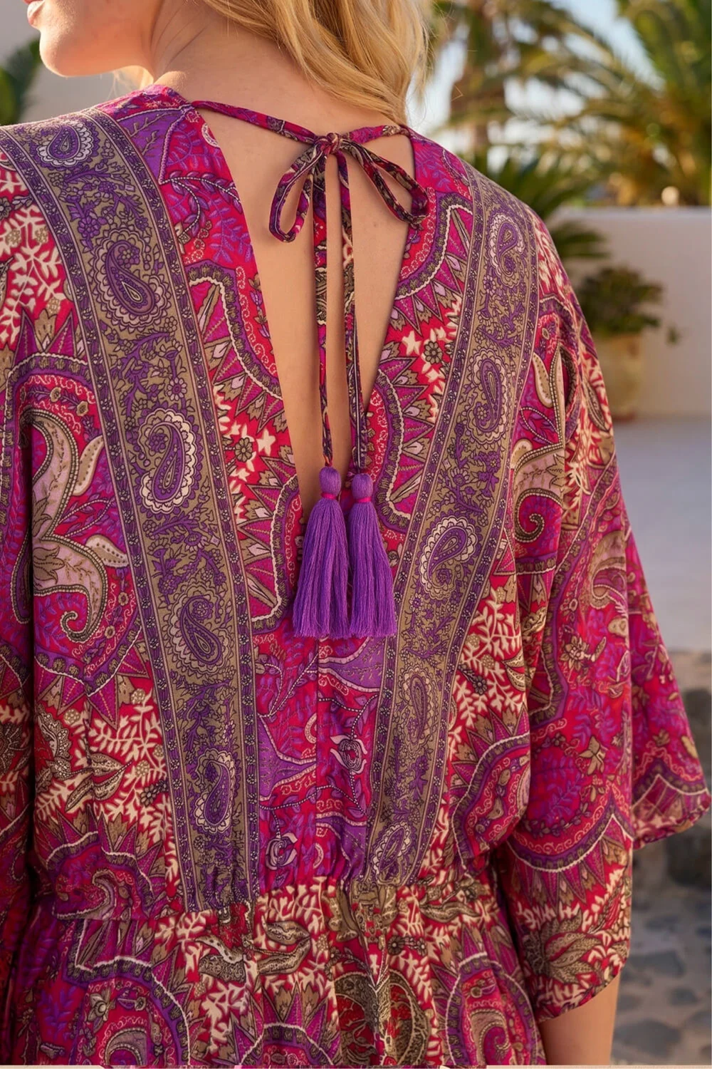 Roman Fuchsia Paisley Print Boho Maxi Dress - 10 Image 4
