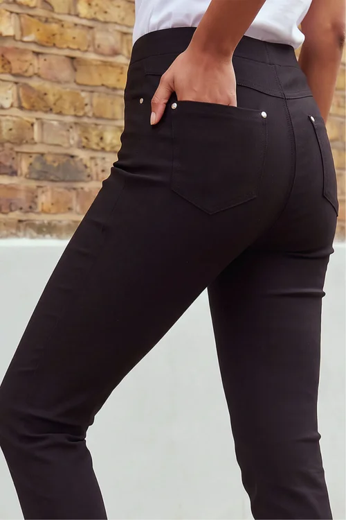 Roman Black Elastic Waist Stretch Jean Trouser - 12 Image 4