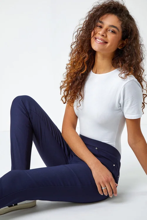 Roman Navy Elastic Waist Stretch Jean Trouser - 6 Image 2
