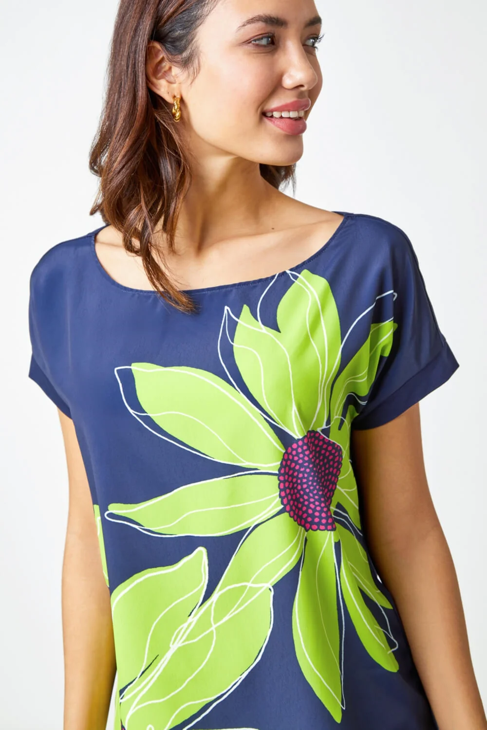 Roman Lime Contrast Floral Print T Shirt - Size 12 Image 4