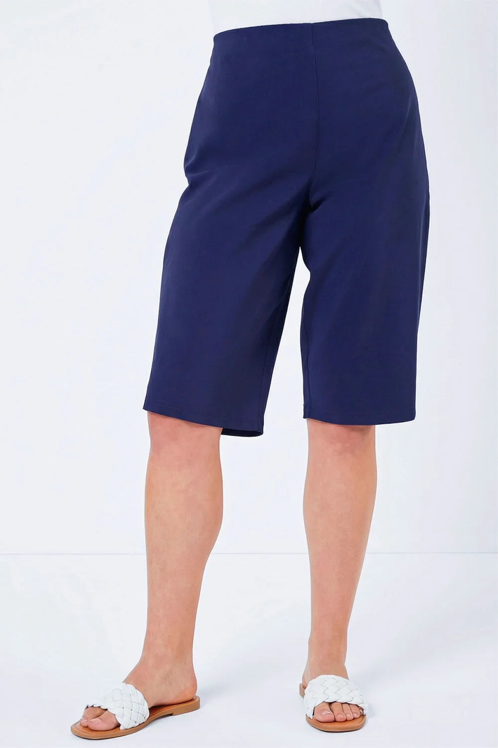 Roman Navy Curve Knee Length Stretch Shorts - 16 Image 2